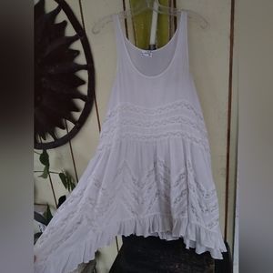Free people voile lace trapeze slip dress S white